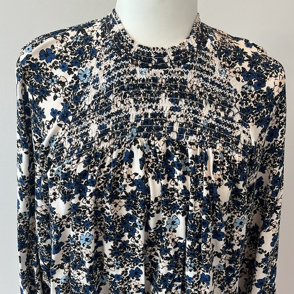 Free People Flowers in Her Hair Smock Detail Tunic Top in Cream Combo Size Small - Picture 3 of 6